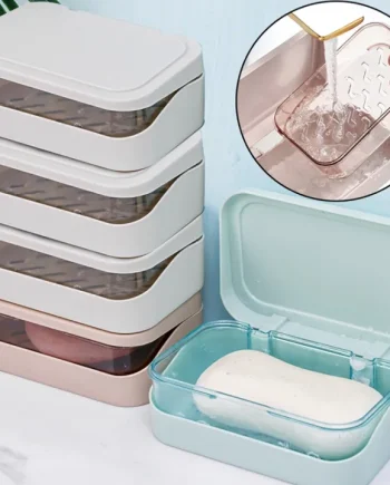 Double Layers Soap Box Drain Soap Holder with Cover Portable Travel Soap Box Kitchen Sponge Case Organizer Bathroom Accessories